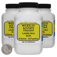 Nickel Acetate [C4H6NiO4] 99.8% AR Grade Powder 1.5 Lb in Three Space-Saver Bottles USA