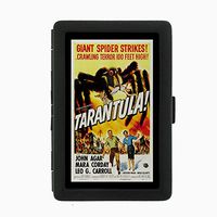 Perfection In Style Black Color Metal Cigarette Case D-227 Giant Spider Strikes Tarantula