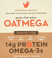 Boundless Nutrition Chocolate Brownie Oatmega Bar, 12 Count 1.8 oz 50g per bar