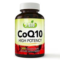 J-bio High Potency CoQ10 (200 Veggie Cap) Made with Natural Ingredients with No Side Effects- Maintain a Strong & Healthy Heart + Helps Relieve Chest Pains - Keeps Your Heartbeat Steady!