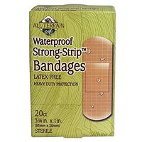 All Terrain Waterproof Strong Strip Bandages, 100% Sterile, Adhesive, Latex-Free, Non-Stick Pads, 1.0 x 3.25-Inch, 20 Ct
