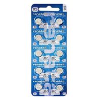 Renata 357 Silver Oxide Coin Battery (10 Pack) 1.55 Volt 190mAh