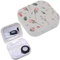 Portable Contact Lens Case Box Travel Kit Mirror + Bottle + Tweezers Container Holder [ Vintage Watercolor Buds ]
