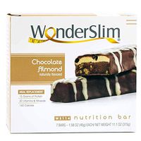WonderSlim Meal Replacement Protein Bar - Low Carb Nutrition Bar for Women & Men - Chocolate Almond - High Fiber, KETO Friendly, Weight Loss Diet Snack Bar (7ct)