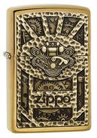 Zippo Gear Design Pocket Lighter, Brushed Brass