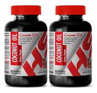 Organic Coconut Oil Capsules Extra Virgin 1000 mg - Purified Coconut Oil Extra Virgin 3000 MG - Improve Digestion (2 Bottles)