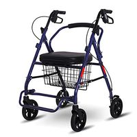 ZWJ-Rolling Walkers Four-Wheeled Walker, Portable and Foldable, with seat and footrest, Grocery Shopping (Color : Purple)