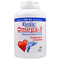 Wakunaga - Kyolic, Omega - 3, Odorless and Natural Fish Oil, 180 Omega-3 Softgels - 2pc