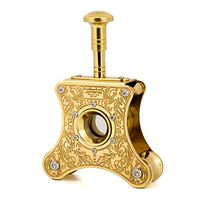 Pure Copper Carved Arabesques Stainless Steel Blade Table Top Cigar Cutter Guillotine Scissor