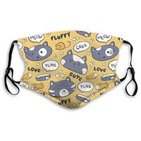 2 Pack Colorful Doodle Cute Cartoon Animal Kitty Cats 2 PM2.5 Non-Medical Ma-sk with Replaceable Filter Elements