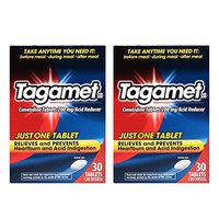 Tagamet Acid Reducer, 200mg Cimetidine Tablets, 30 Count Each (2 Pack)