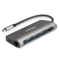 USB C Hub Adapter, KKUYI 8 in 1 Type C Hub with Ethernet Port, 4K USB C to HDMI, 3 USB 3.0 Ports, SD/TF Card Reader, USB-C Power Delivery, Portable for Mac Pro and Other Type C Laptops