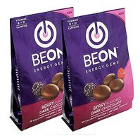 BeON Energy Boost Gems (Energems), Berry Dark Chocolate 133 mg Caffeine & B6 B12 D-Vitamins Per Serving, 96 chocolate gems