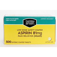 Berkley Jensen Low Dose Safety Coated Aspirin, 81 mg, 500 ct.