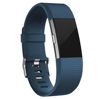 iGK Replacement Bands Compatible for Fitbit Charge 2, Adjustable Replacement Bands with Metal Clasp Classic Edition DarkBlue Small