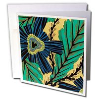 3dRose Art Deco in Blues Greeting Cards, 6" x 6", Set of 6 (gc_11159_1)