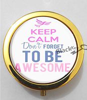 BlackKey Keep Calm and Stay Be Awesome 3-Compartment Decorative Pocket Gift Box Case Organizer for Pill, Color 2 -1077