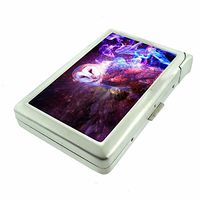 Space Owl Em1 Hip Silver Cigarette Case With Built In Lighter 4.75" X 2.75" Id Holder Metal Wallet RFID Protection