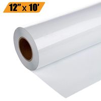 XGao HTV Iron On Vinyl 12in x 9.8ft Roll Teflon Sheet for Silhouette Easy to Cut & Weed Iron On Heat Transfer Vinyls DIY Heat Press Design for T-Shirts Garments Hats Clothing T Shirts (Glossy White)