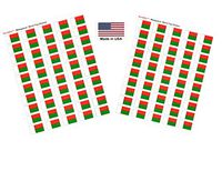 Made in USA! 100 Country Flag 1.5" x 1" Self Adhesive World Flag Scrapbook Stickers, Two Sheets of 50, 100 International Sticker Decal Flags Total (Madagascar)