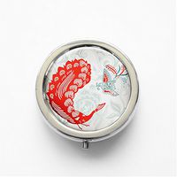 RhyNSky Beautiful Phoenix Mini Portable Pocket Pill Box Case Holder for Purse, 3 Compartments, Silvery, FS589