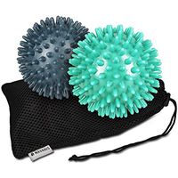 Navaris Set of 2 Spiky Massage Balls - Medium & Hard Combo Massager Balls for Plantar Fasciitis, Stress Reflexology, Muscle Soreness - Ø 3 Inch