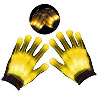 AULIN LED Gloves, LED Skeleton Hand Gloves with 6 Lighting Mode Toys Rave Gloves for Kids&Adults Party Halloween/Christmas/Birthday Gift (Yellow)