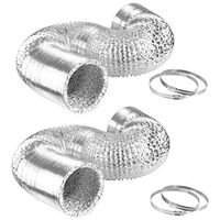 iPower 8 Inch 25 Feet Non-Insulated Flex Air Aluminum Ducting Dryer Vent Hose for HVAC Ventilation, 2 Pack, 4 Clamps included