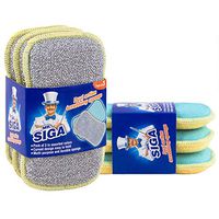 MR. SIGA Dual Action Scrubbing Sponge, Pack of 6, Size:15x8.5x2.3cm
