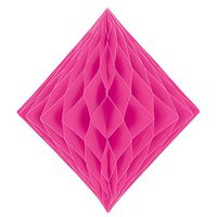 Beistle Club Pack of 12 Honeycomb Fuchsia Pink Diamond Hanging Decorations 12.5”