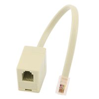 RJ9 4P4C Male to Female Connector Telephone Adapter Splitter Khaki