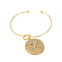 Sunhusing Ladies Golden Personality Letter Diamond Knotted Open Bracelet Girlfriend Birthday Gift Jewelry(Z)