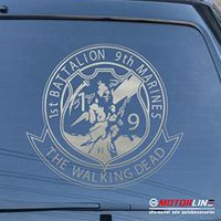 3S MOTORLINE 1st Battalion 9th Marines Insignia Car Decal Sticker Vinyl USMC Infantry die Cut (Silver, 12'' (30.5cm))