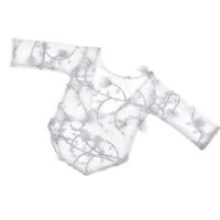 Baby Photography Props Lace Rompers 3D Petals Newborn Girl Photo Shoot Outfits Infant Princess Costume (Grey)