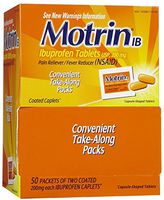 Motrin 44910 Extra-Strength Caplets, Two-Pack, 50 Packs/Box