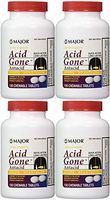 Acid Gone Antacid Chewable Generic for Gaviscon Extra Strength Chewable Tablets 100 Ct. Per Bottle Pack of 4 Bottles Total 400 Tablets