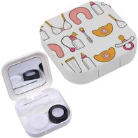 Portable Contact Lens Case Box Travel Kit Mirror + Bottle + Tweezers Container Holder [ Breastfeeding Colored ]