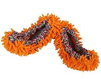 Lazy Microfiber Household Dust Cleaning Mop Slippers Shoes Cover, a Pair (Orange)