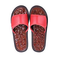 Wear-Resistant Massage Slippers, Home Pebbles Foot Massage Slippers Acupressure Pedicure Shoes Couple Bathroom Slip Indoor Sandals and Slippers Female Summer (Color : Red, Size : 39-40)