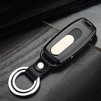 Szblk Lighter Plasma Lighter Double Arc Lighter Keychain USB Charging Lighter Suitable for Candle Barbecue Kitchen Fireplace (Color : Black)