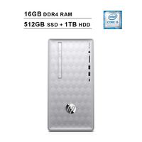 2019 HP Newest Pavilion Desktop (8th Gen Inter 6-Core i5-8400 up to 4.0GHz, 16GB DDR4 RAM, 512GB SSD (Boot) + 1TB HDD, Intel UHD Graphics 630, WiFi, Bluetooth, HDMI, Windows 10, Silver) (Renewed)