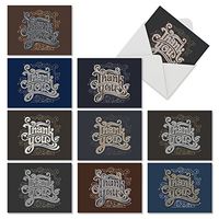 10 Thank You Notes ‘Artful Appreciation,' Boxed Set of Beautiful Script Writing Thank You Cards 4 x 5.12 inch, Assortment of Calligraphy Gratitude Greeting Cards with Envelopes M6488TYB
