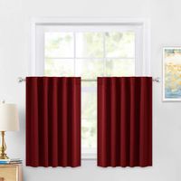 PONY DANCE Curtain Valances Set - Home Decor Top Slot Christmas Decorations Back Tab Thermal Insulated Light Block Window Panels for Kitchen/Bathroom, 42 W x 36 L, Red, 2 Pieces