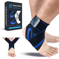 BLUE PINE Ankle Support Adjustable Ankle Brace Pair(2+2 PCs) with Compression Wrap Support (Blue, Small)