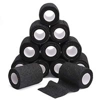 TOBWOLF 12PCS First Aid Self Adherent Bandage, 3" x5yd / 7.5cmx4.5m Cohesive Bandage Tape Wrap, Elastic Athletic Non Woven Fabric Vet Wrap for Sports, Medical - Black