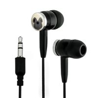 Pug Face Pet Dog Novelty in-Ear Earbud Headphones - Black