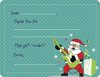 Rockin Santa Fill-in Thank You Note Cards for Kids, 5.5" X 4.25" Notecards with White Envelopes