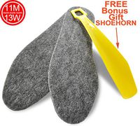 Women Men Felt Insoles, Adjustable Size 11M and 13W, 1 Pair, 4mm Thick Inserts, Free Bonus Gift - Yellow Shoehorn, 804241