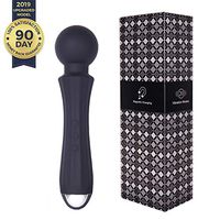 Personal Massager Wand, Handheld Electric Back Massager Waterproof Rechargeable Silicone Therapy Tool 20 Vibration Patterns 8 Speeds for Stress Relief in Black (Black)