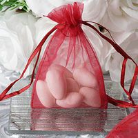 Efavormart 10PCS Burgundy Organza Gift Bag Drawstring Pouch Wedding Favors Bridal Shower Treat Jewelry Bags - 3"x4"